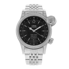 Oris Flight Timer Black Dial Day Date Steel Automatic Mens Watch 63575684064