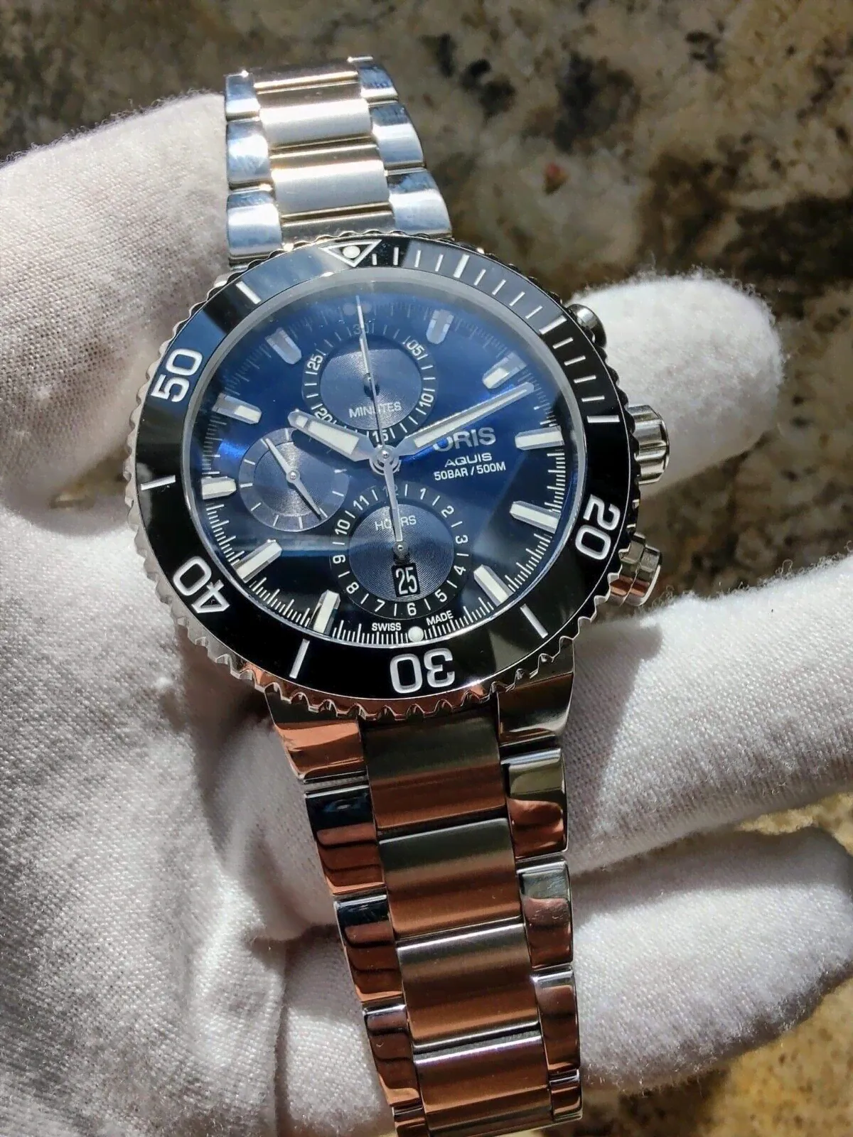 Oris Aquis Automatic Chronograph Blue Dial 45mm 500m Dive Watch-0