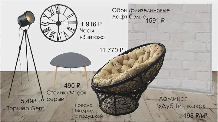 Интерьер в стиле LOFT из LeroyMerlin