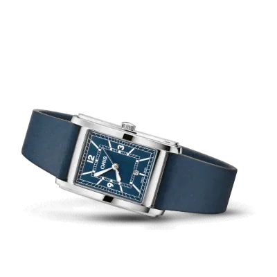 Oris Rectangular Automatic Blue Dial Leather Strap (01 561 7783 4065)-0