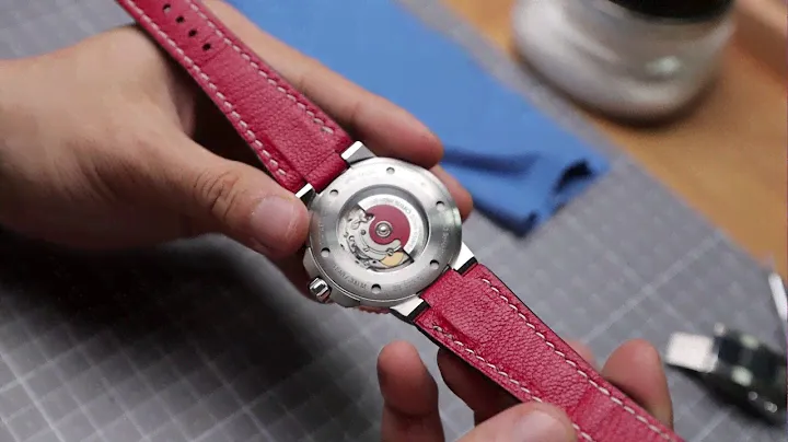 Red Handmade leather strap for Oris aquis
